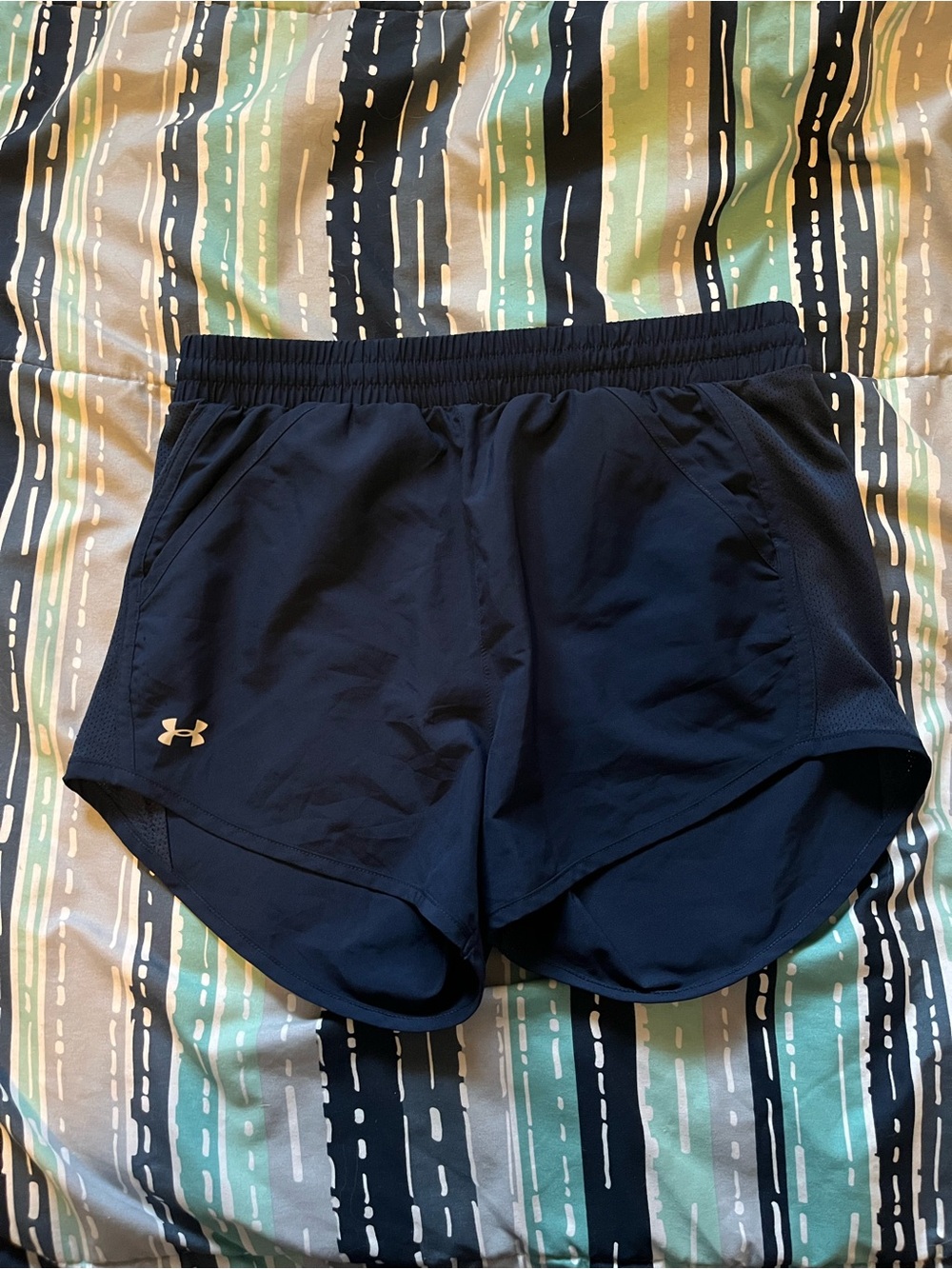 Under Armour Fly-By Running Shorts Navy Blue Mesh Panels Pockets Size XS